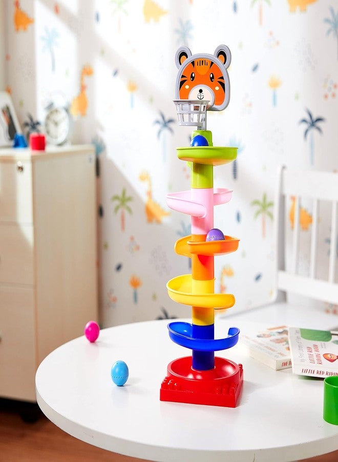 Stylbase Ball Drop Toy for Babies & Toddlers | 5-Layer Tower with Swirling Ramps & 3 Rattle Balls | Educational Sorting & Stacking Toy for Kids | Multicolor - Image 3